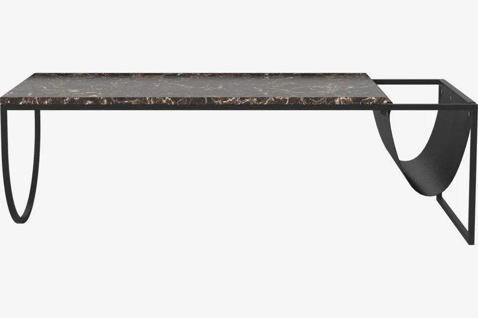 Masa de cafea maro/neagra din marmura si otel 55x130 cm Piero Bolia - PARIS14A.RO