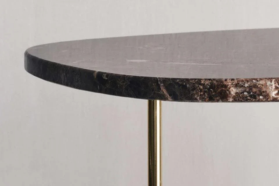 Masa de cafea neagra/aurie din marmura si otel 41x53 cm Pod Bolia - PARIS14A.RO