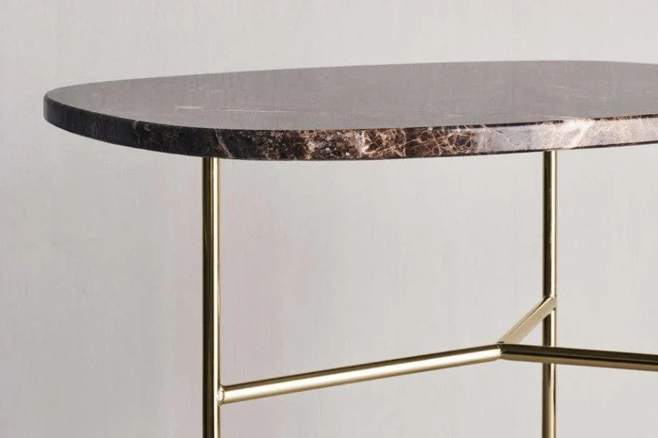 Masa de cafea neagra/aurie din marmura si otel 41x53 cm Pod Bolia - PARIS14A.RO