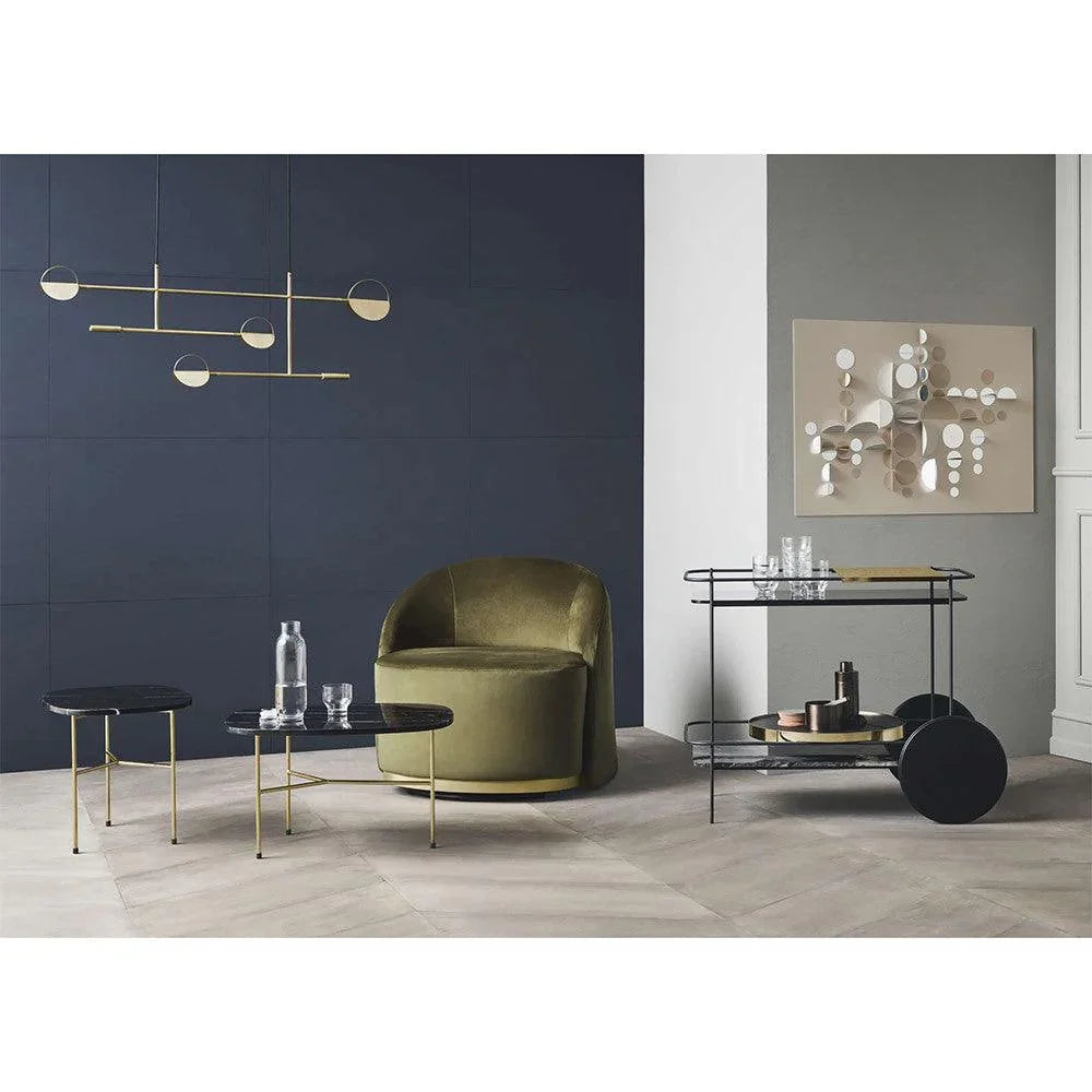 Masa de cafea neagra/maro alama din marmura si otel 51x65 cm Pod Bolia - PARIS14A.RO