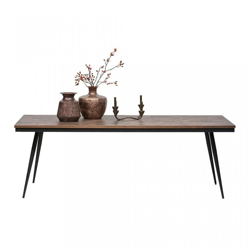 Masa dining cu blat din lem tec reciclat 220x90 cm Rhombic - PARIS14A.RO