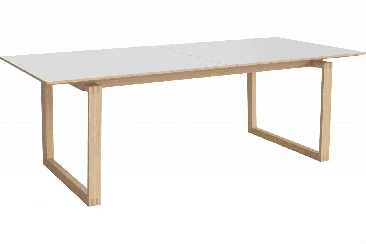 Masa dining extensibila maro deschis/alba din lemn de stejar 100x220(420) cm Nord Bolia - PARIS14A.RO