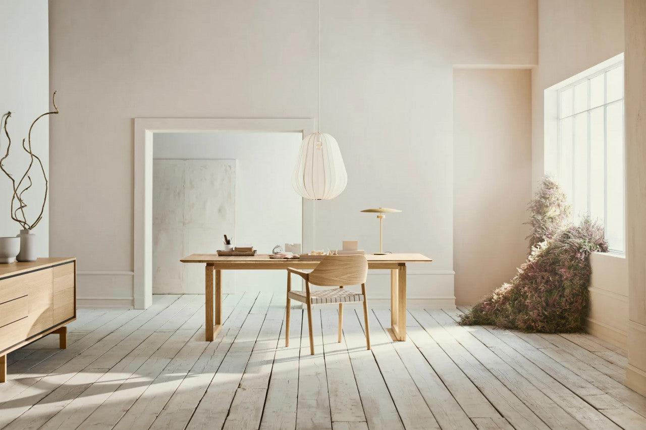 Masa dining extensibila maro deschis/alba din lemn de stejar 100x220(420) cm Nord Bolia - PARIS14A.RO