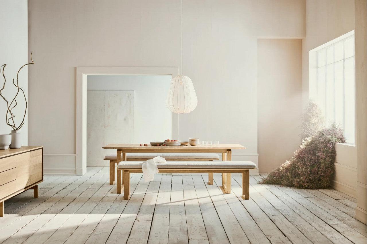 Masa dining extensibila maro deschis/alba din lemn de stejar 100x220(420) cm Nord Bolia - PARIS14A.RO