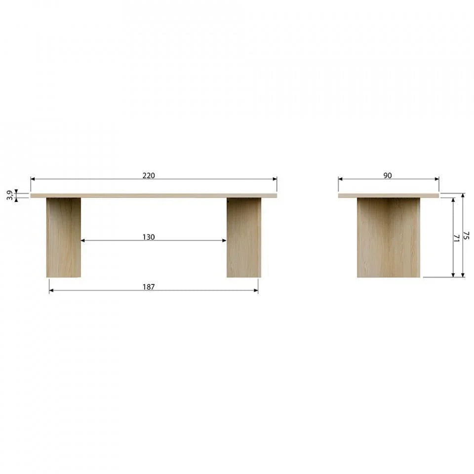 Masa dining maro din lemn 90x220 cm Angle Oak - PARIS14A.RO