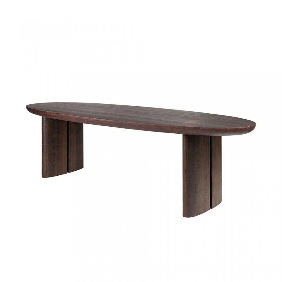 Masa dining maro din lemn de eucalipt furniruit 105x270 cm Durban Oval Smoked Big Versmissen - PARIS14A.RO