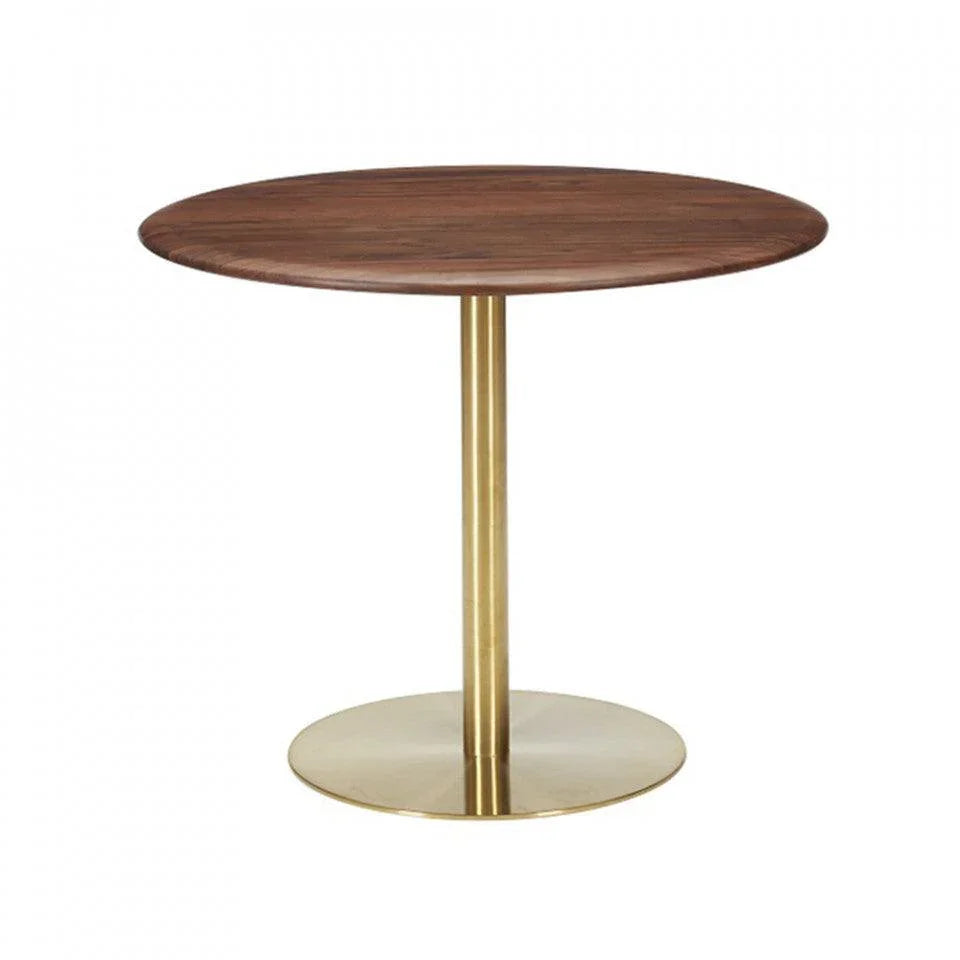 Masa dining maro/aurie din lemn de nuc si otel 90 cm Scotch Commune - PARIS14A.RO