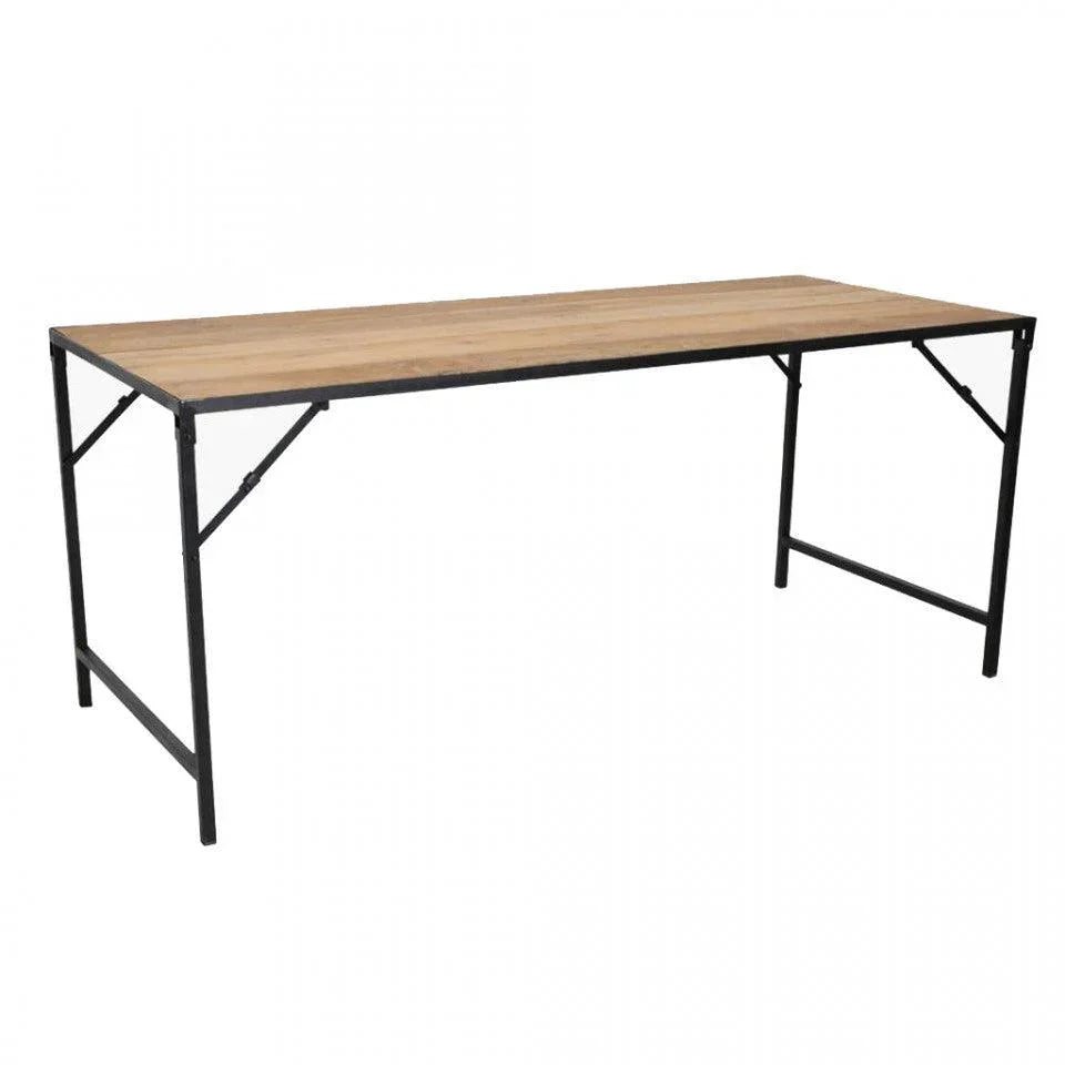 Masa dining pliabila maro/neagra din lemn reciclat si metal 75x180 cm Shigar Raw Materials - PARIS14A.RO