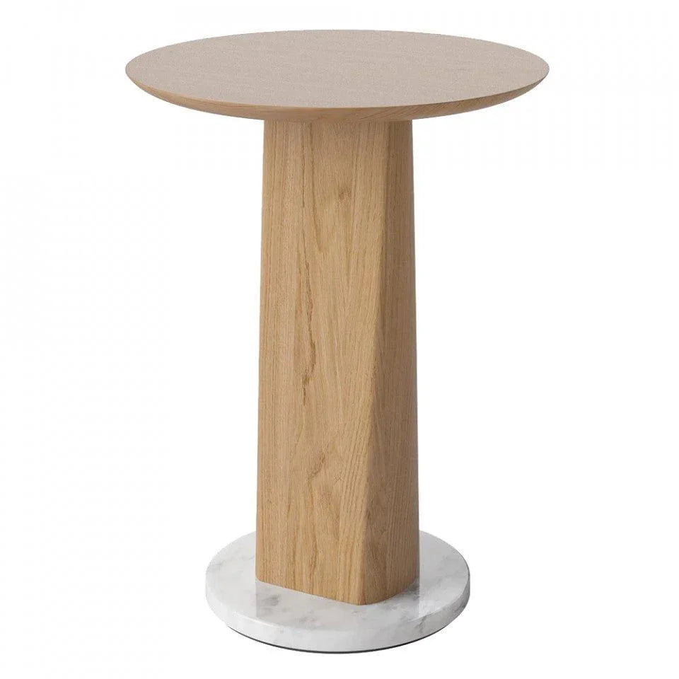 Masa laterala maro din marmura si lemn de stejar 42 cm Root Bolia - PARIS14A.RO