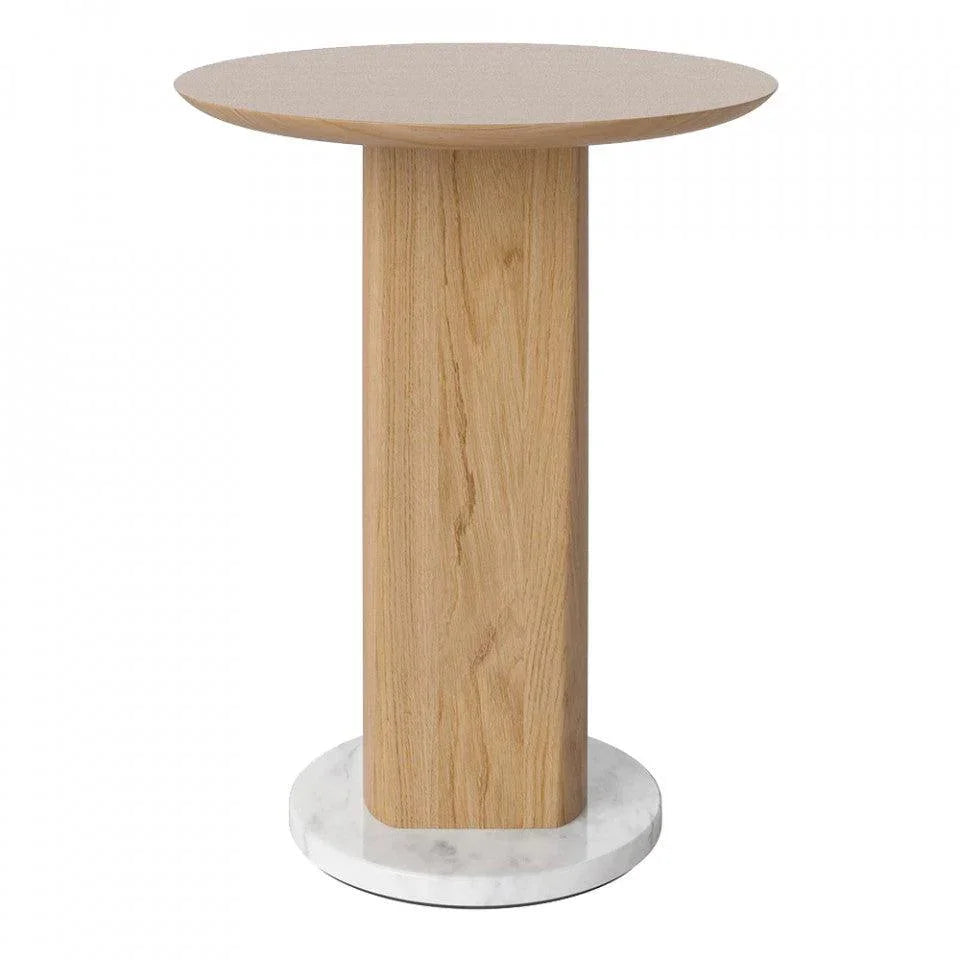 Masa laterala maro din marmura si lemn de stejar 42 cm Root Bolia - PARIS14A.RO