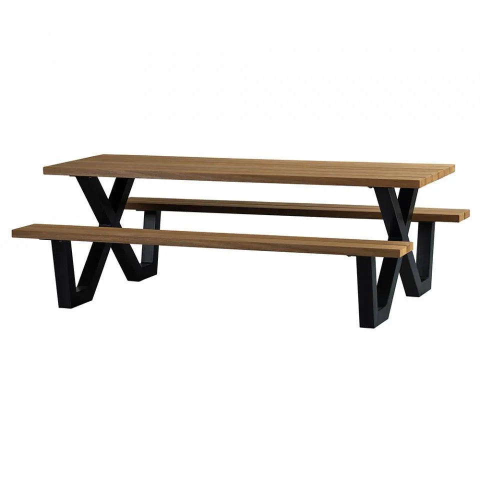 Masa pentru picnic maro/neagra din lemn si otel 145x210 cm Tablo - PARIS14A.RO