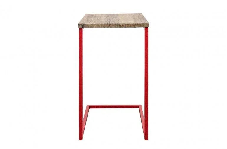 Masuta rosie/maro din metal si lemn de pin pentru cafea 30x40cm Slim Versmissen - PARIS14A.RO