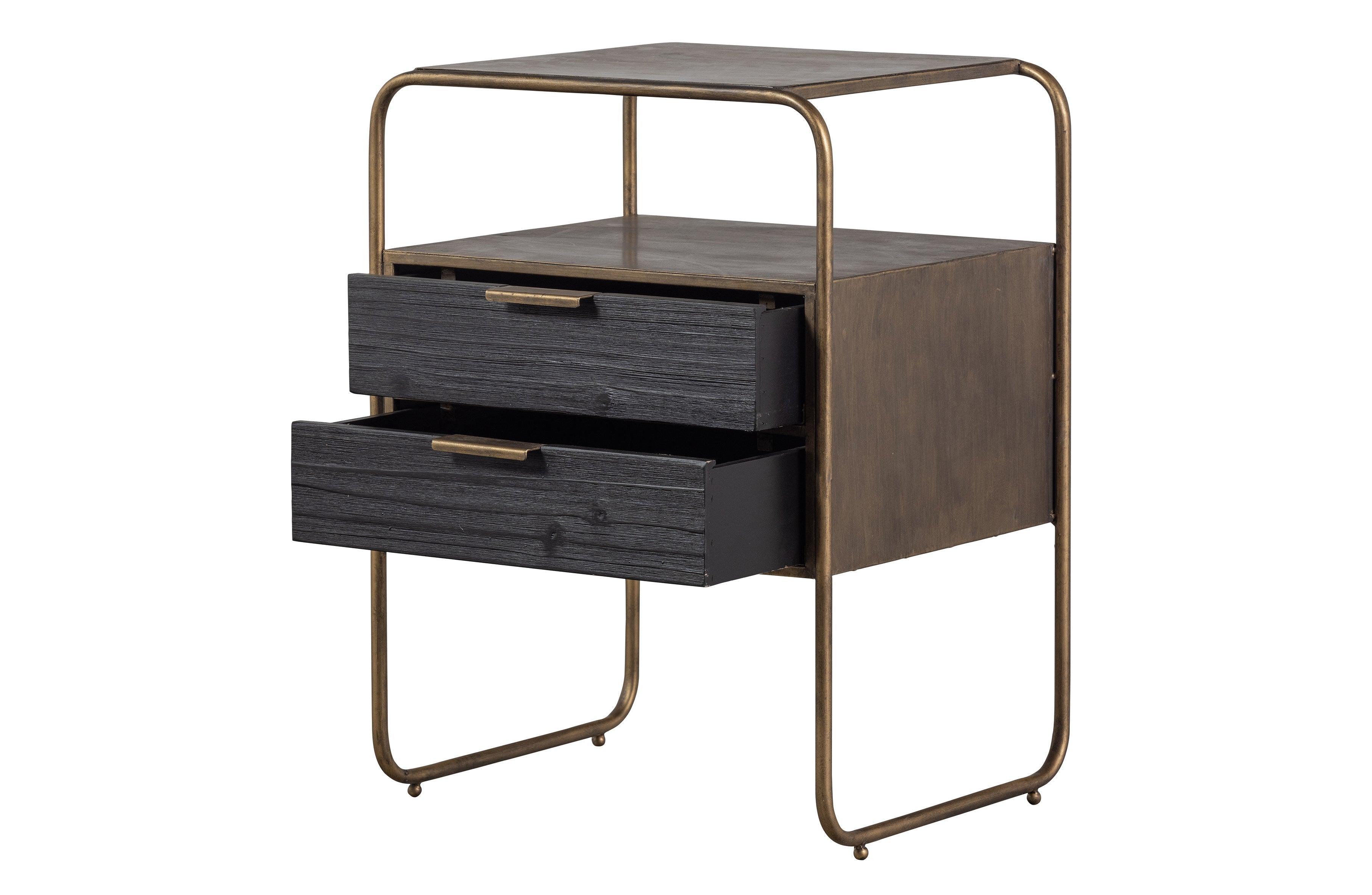 Nightstand Stastand Metal/Wood Antique Brass - PARIS14A.RO
