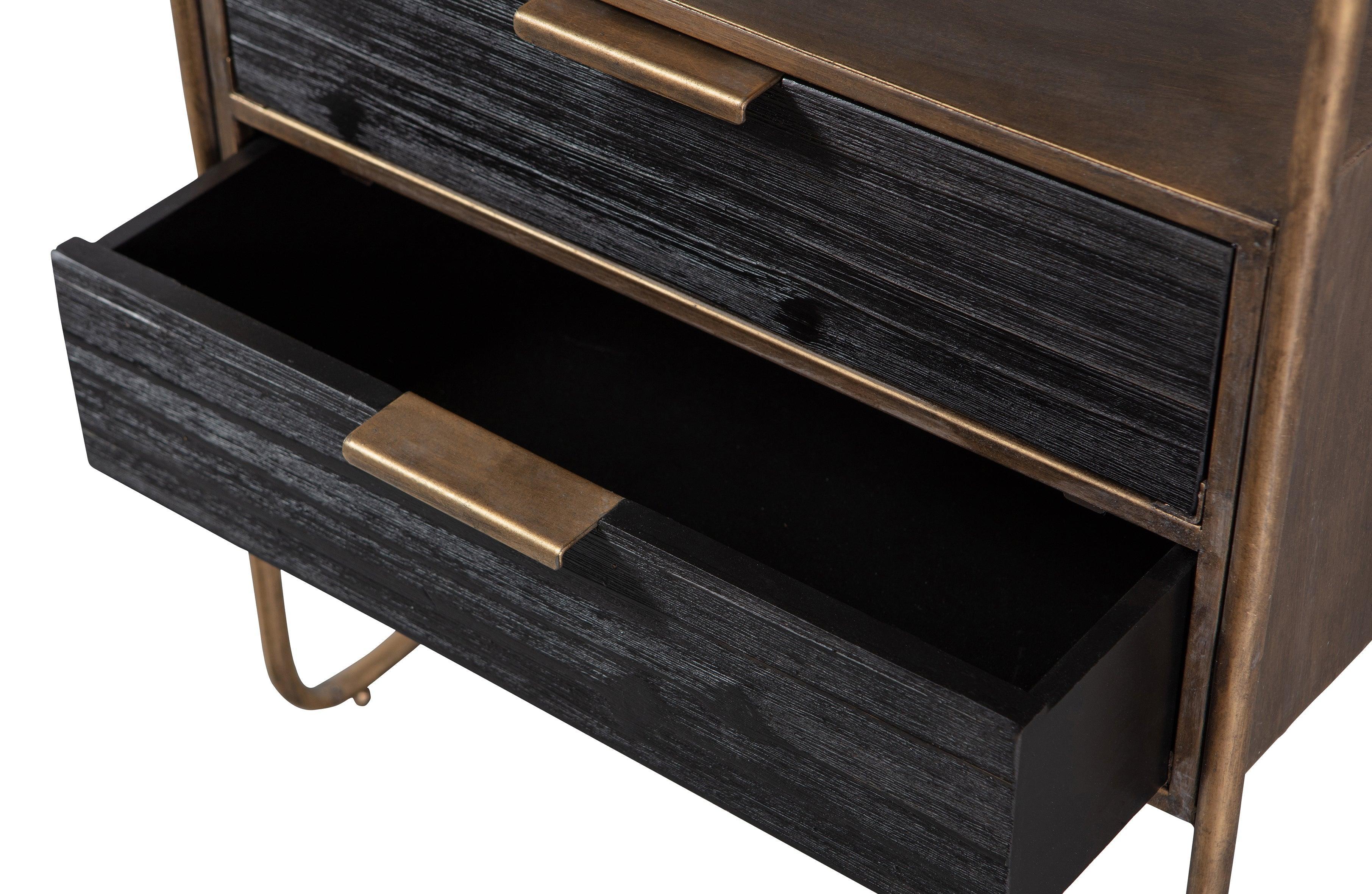 Nightstand Stastand Metal/Wood Antique Brass - PARIS14A.RO