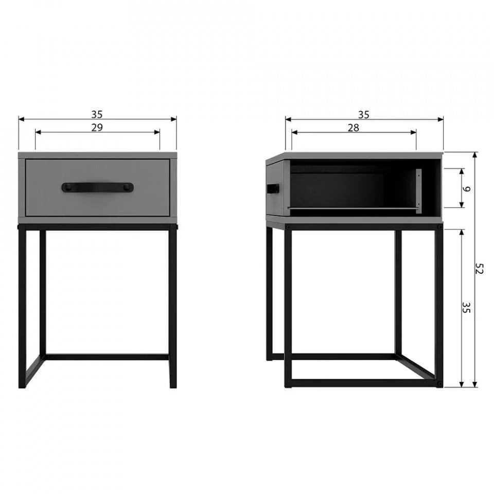 Noptiera gri din lemn de pin Morris - PARIS14A.RO