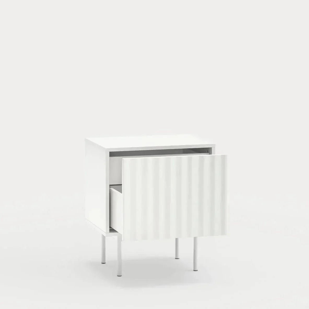 Noptieră Sierra 1 Față, 2 sertare interioare Alb - PARIS14A.RO