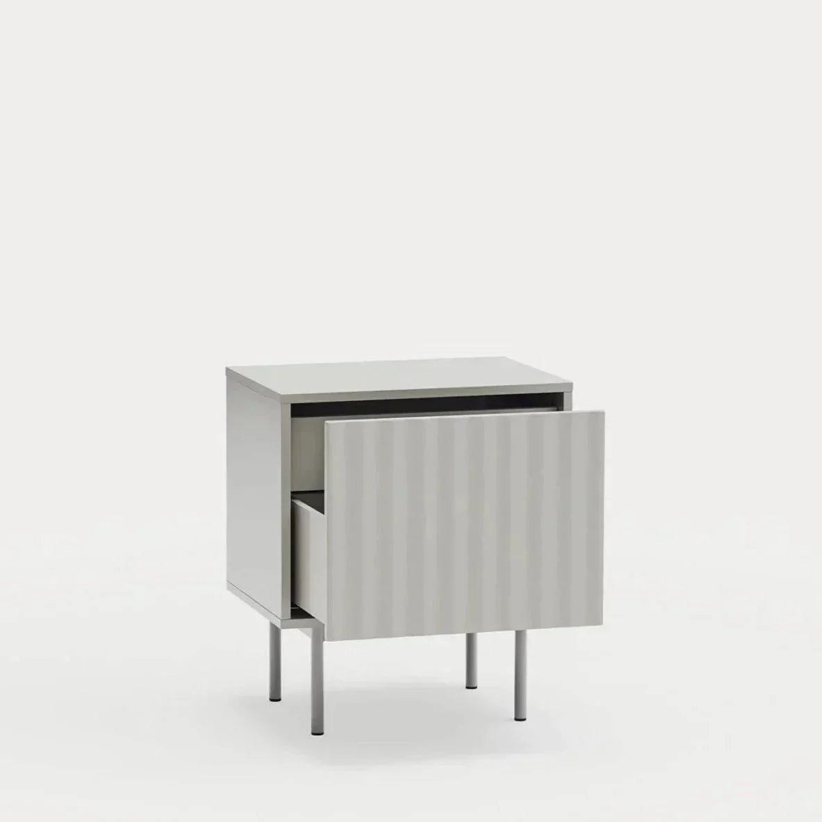 Noptieră Sierra 1 față, 2 sertare interioare gri deschis - PARIS14A.RO