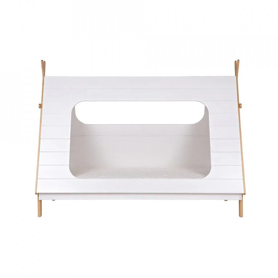 Pat alb din lemn si MDF 106x215 cm Tipi - PARIS14A.RO