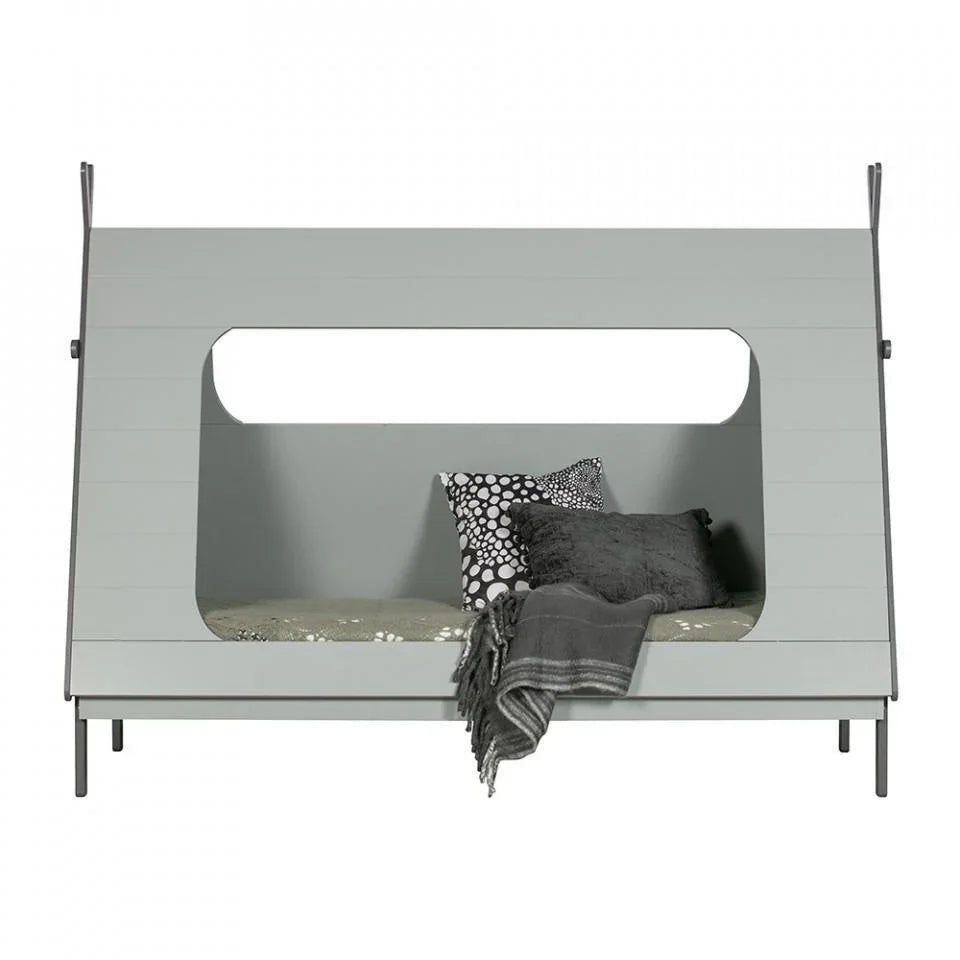 Pat gri din lemn si MDF 106x215 cm Tipi - PARIS14A.RO