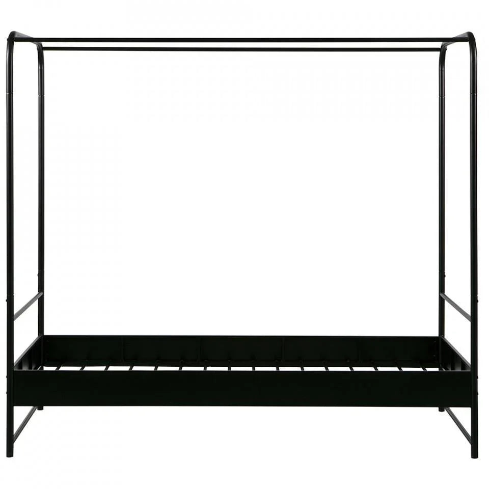 Pat negru din metal cu baldachin 95x206 cm Bunk - PARIS14A.RO