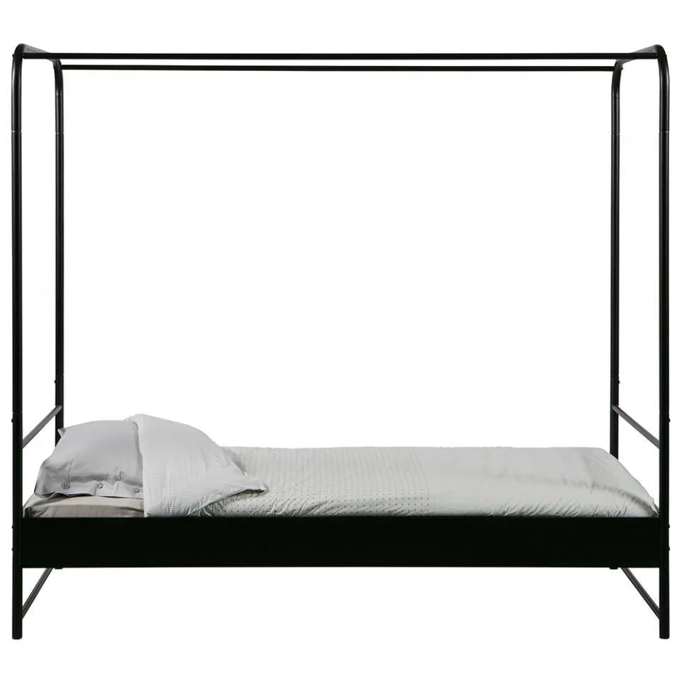 Pat negru din metal cu baldachin 95x206 cm Bunk - PARIS14A.RO