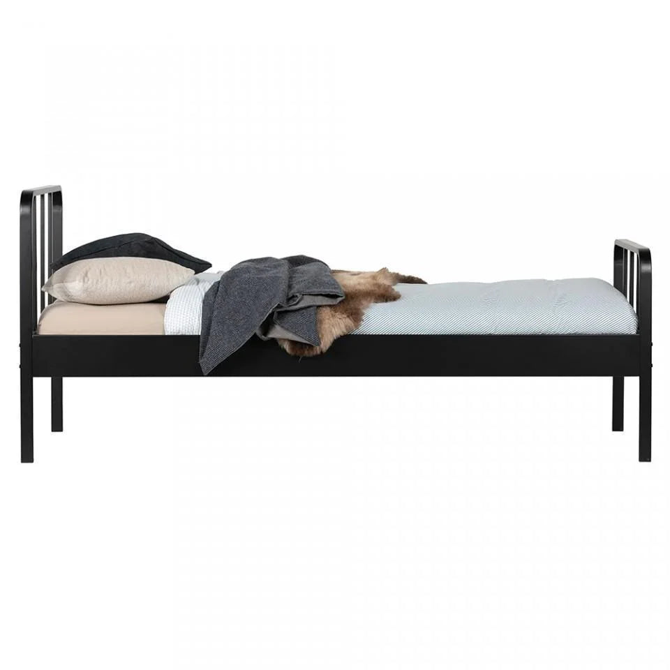 Pat negru din otel 90x200 cm Mees Black - PARIS14A.RO