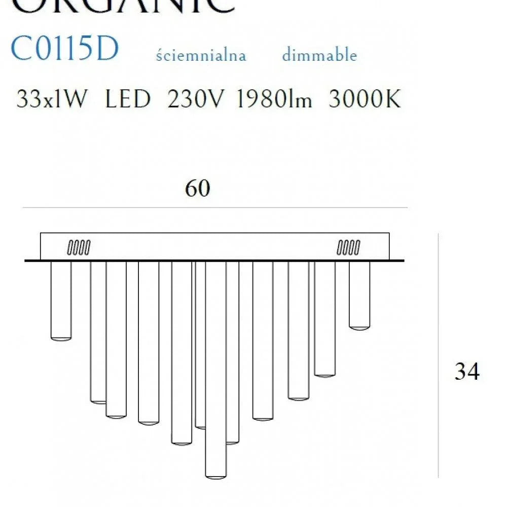 Plafoniera ORGANIC 33x1 Crom REGLABILA MAXLIGHT C0115D - PARIS14A.RO