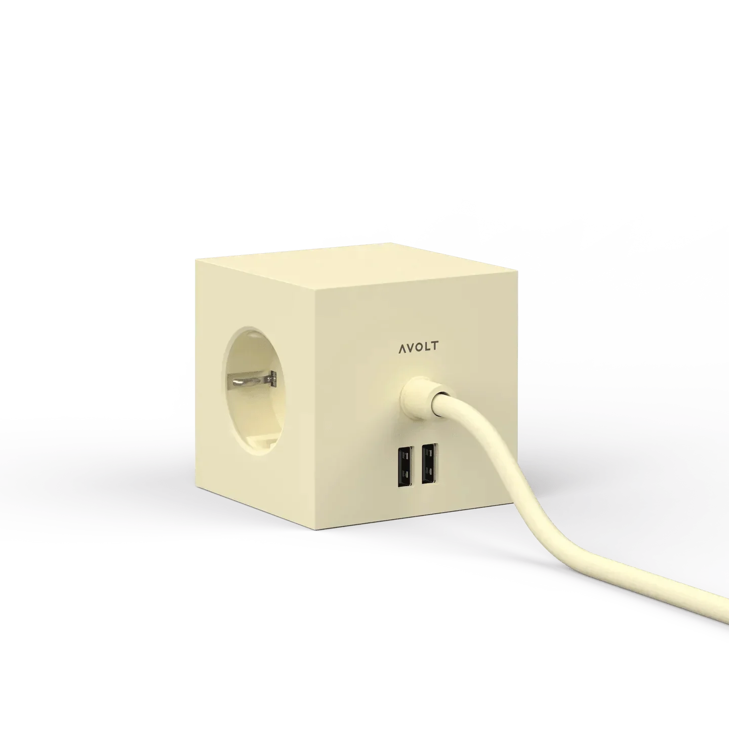 Prelungitor tip cub Square 1, 3 prize, 2 USB - Culoare Ice Yellow - Avolt - PARIS14A.RO