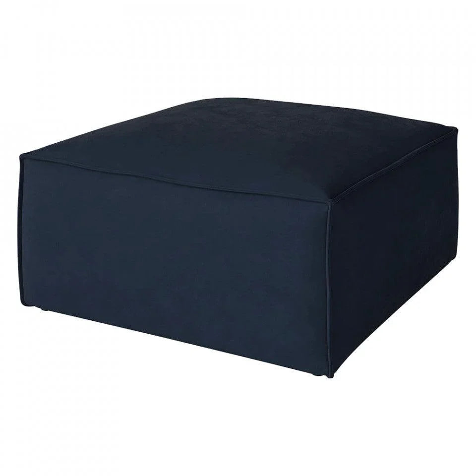 Puf patrat albastru din piele 90x90 cm Cosima Bolia - PARIS14A.RO