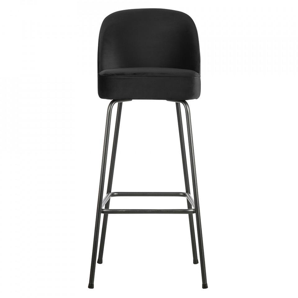 Scaun bar negru din catifea si metal Vogue Hight - PARIS14A.RO