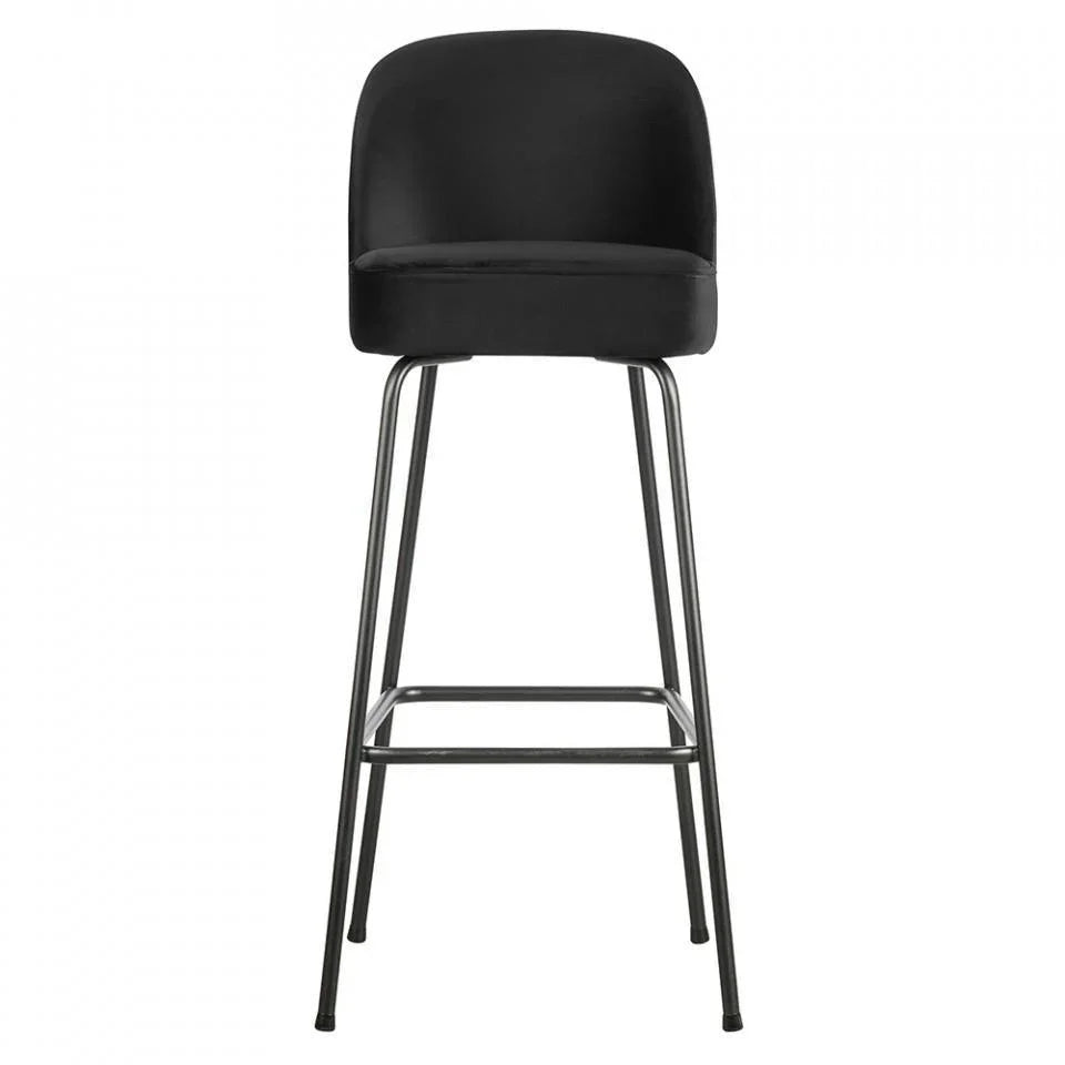 Scaun bar negru din catifea si metal Vogue Hight - PARIS14A.RO