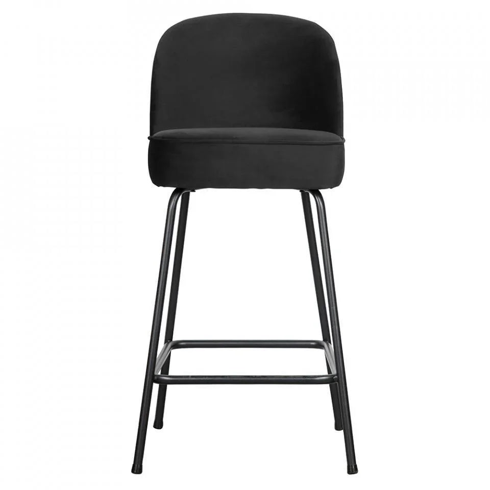 Scaun bar negru din catifea si metal Vogue - PARIS14A.RO