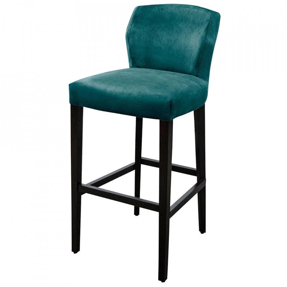 Scaun bar verde/negru din catifea si lemn de fag Jasy Versmissen - PARIS14A.RO