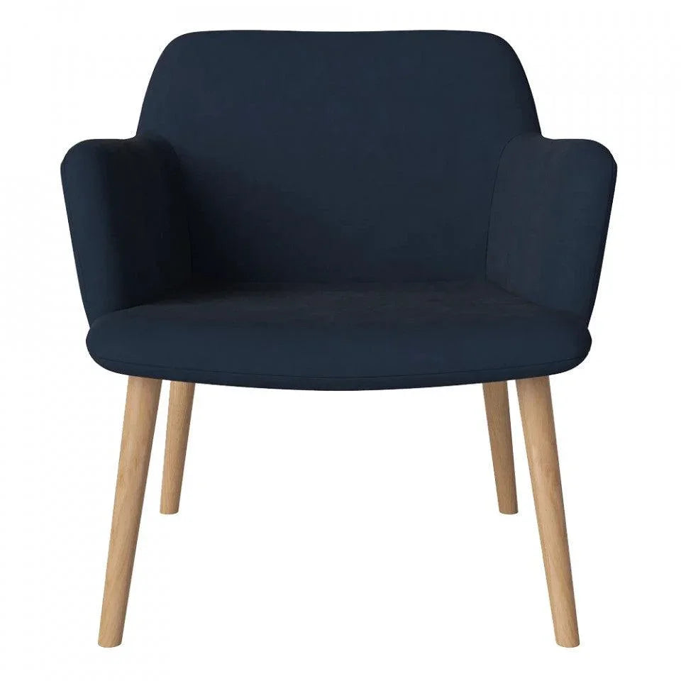 Scaun dining albastru din piele si lemn de stejar C3 Bolia - PARIS14A.RO