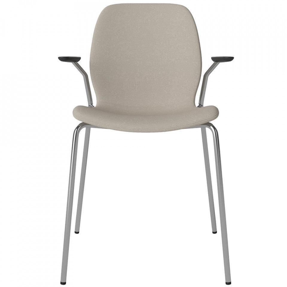 Scaun dining bej nisipiu din polietilena reciclata si otel Seed Bolia - PARIS14A.RO