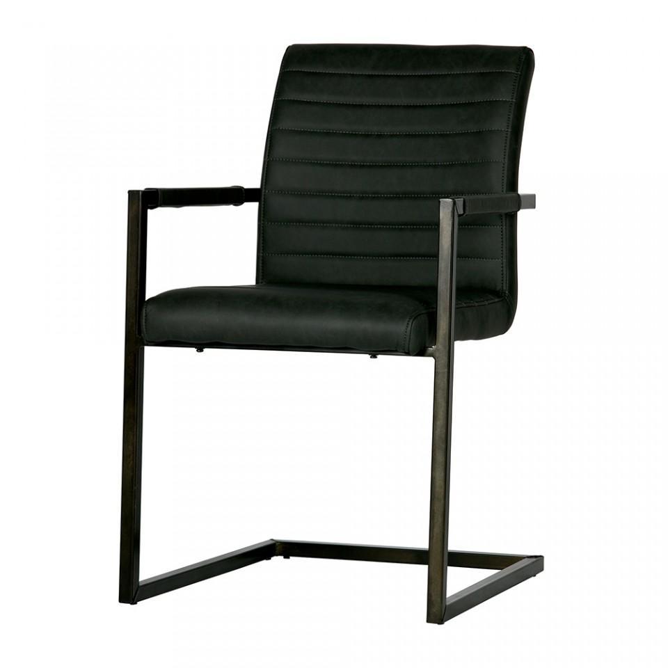 Scaun dining gri antracit din metal si piele Bas - PARIS14A.RO