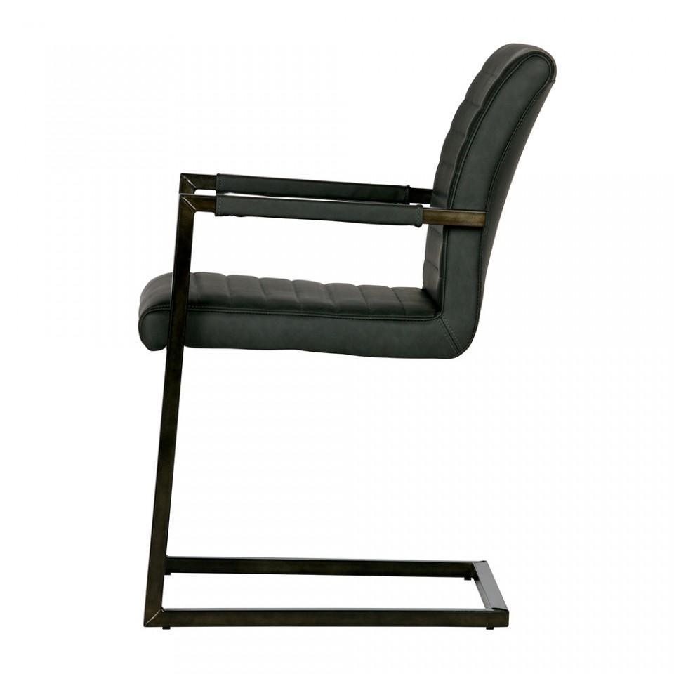 Scaun dining gri antracit din metal si piele Bas - PARIS14A.RO