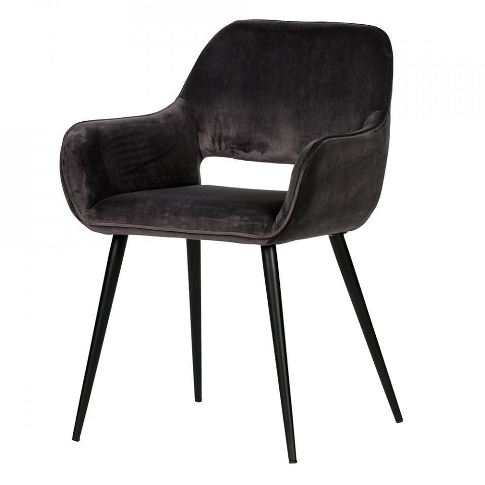 Scaun dining gri din catifea si metal Jelle - PARIS14A.RO