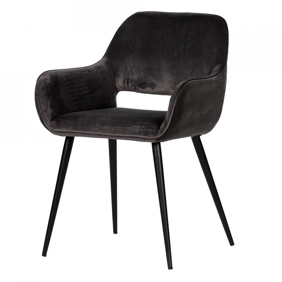 Scaun dining gri din catifea si metal Jelle - PARIS14A.RO