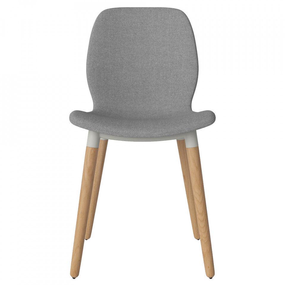 Scaun dining gri din polietilena reciclata si lemn de stejar Seed Bolia - PARIS14A.RO