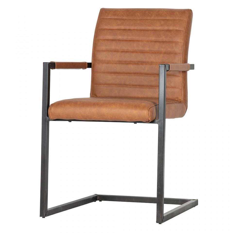 Scaun dining maro din metal si piele Bas - PARIS14A.RO