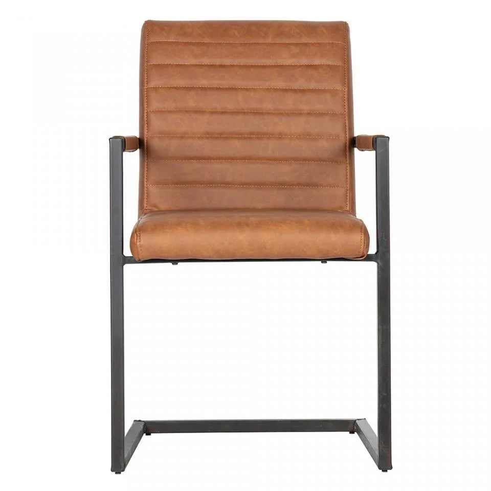 Scaun dining maro din metal si piele Bas - PARIS14A.RO