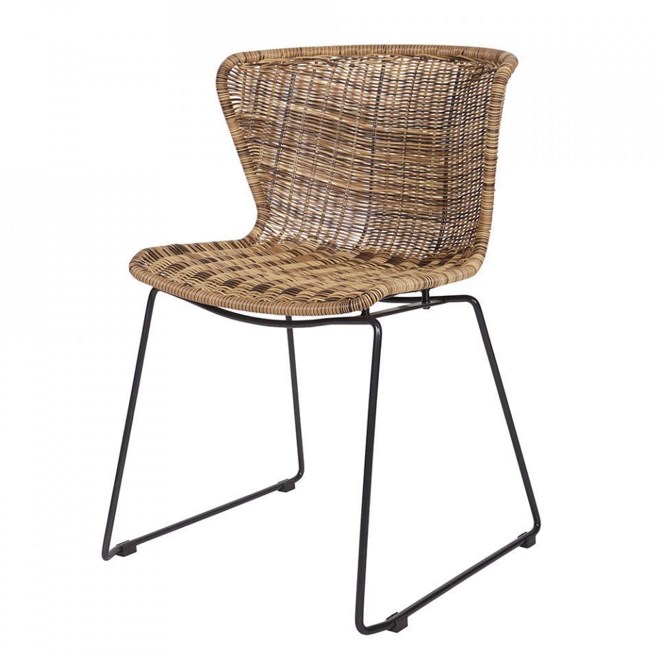 Scaun dining maro/negru din ratan si otel pentru exterior Wings - PARIS14A.RO