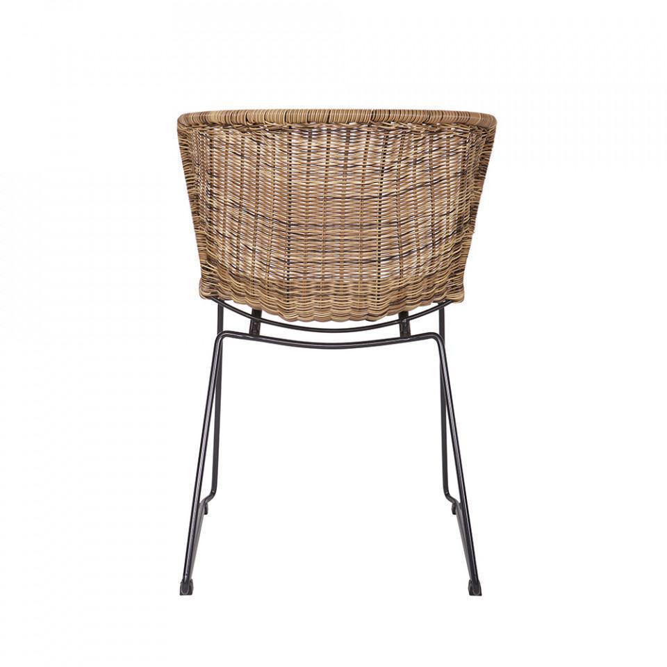 Scaun dining maro/negru din ratan si otel pentru exterior Wings - PARIS14A.RO