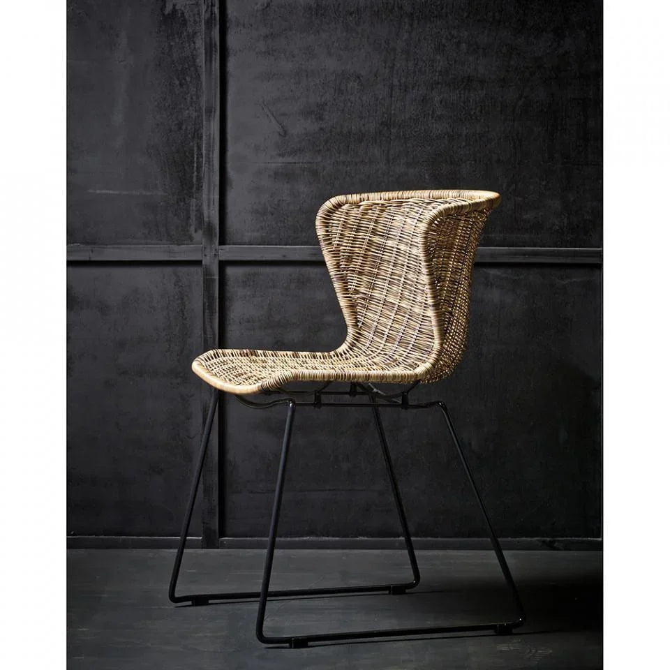 Scaun dining maro/negru din ratan si otel pentru exterior Wings - PARIS14A.RO