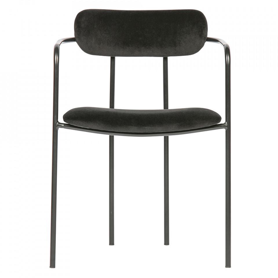 Scaun dining negru din catifea si fier Ivy - PARIS14A.RO