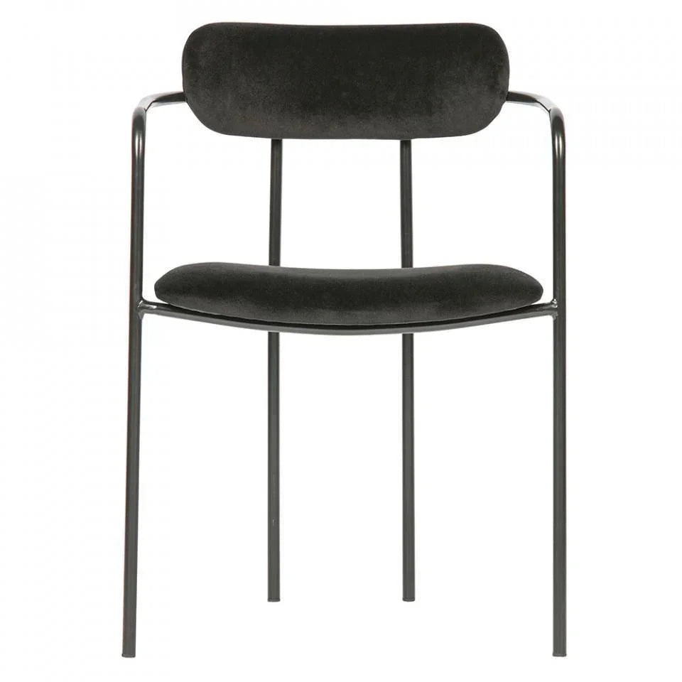 Scaun dining negru din catifea si fier Ivy - PARIS14A.RO