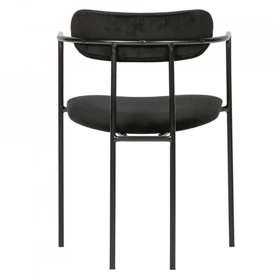 Scaun dining negru din catifea si fier Ivy - PARIS14A.RO