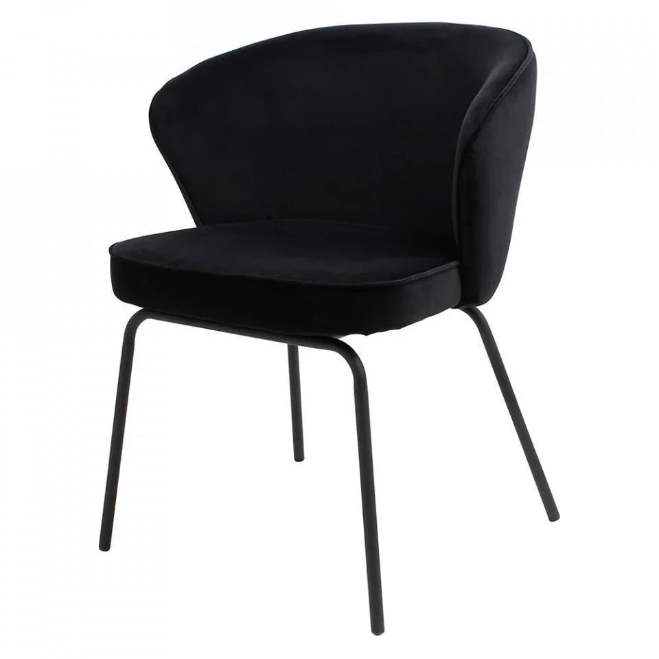 Scaun dining negru din catifea si otel Admit - PARIS14A.RO