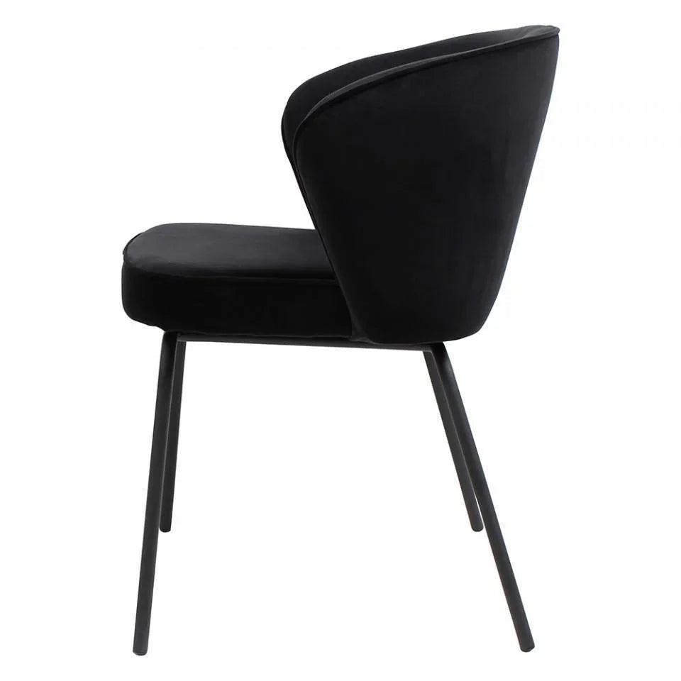 Scaun dining negru din catifea si otel Admit - PARIS14A.RO